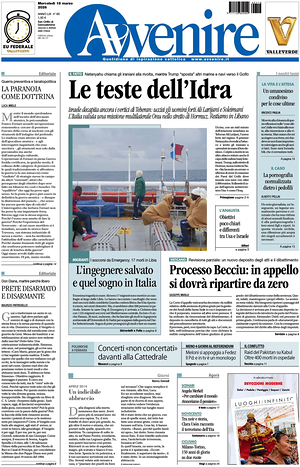 Prima pagina Avvenire di oggi - Quotidiano nazionale
