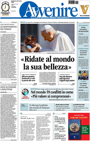 Prima pagina Avvenire di oggi - Quotidiano nazionale