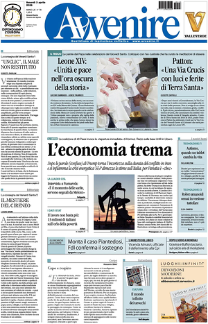 Prima pagina Avvenire di oggi - Quotidiano nazionale