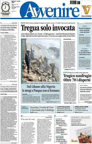 Prima pagina Avvenire di oggi - Quotidiano nazionale