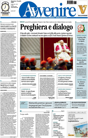 Prima pagina Avvenire di oggi - Quotidiano nazionale