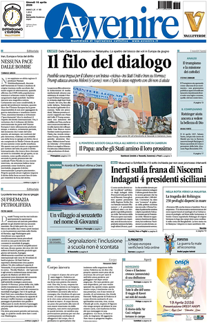 Prima pagina Avvenire di oggi - Quotidiano nazionale