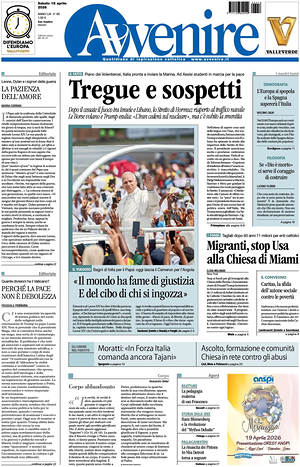 Prima pagina Avvenire di oggi - Quotidiano nazionale