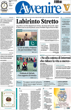 Prima pagina Avvenire di oggi - Quotidiano nazionale