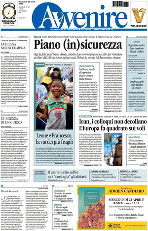 Prima pagina Avvenire di oggi - Quotidiano nazionale