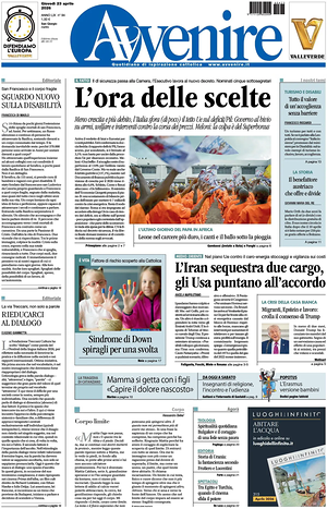 Prima pagina Avvenire di oggi - Quotidiano nazionale