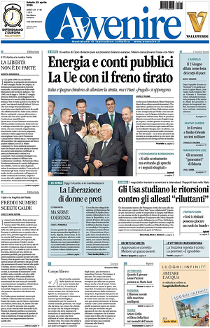 Prima pagina Avvenire di oggi - Quotidiano nazionale