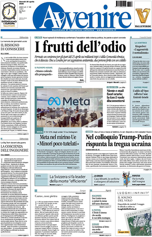 Prima pagina Avvenire di oggi - Quotidiano nazionale