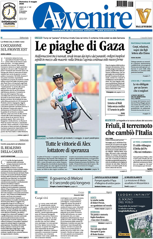 Prima pagina Avvenire di oggi - Quotidiano nazionale