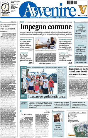 Prima pagina Avvenire di oggi - Quotidiano nazionale