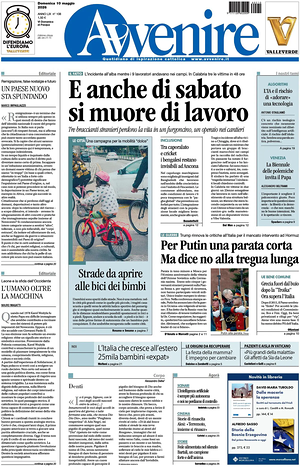 Prima pagina Avvenire di oggi - Quotidiano nazionale