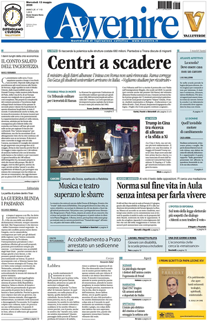Prima pagina Avvenire di oggi - Quotidiano nazionale