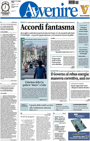 Prima pagina Avvenire di oggi - Quotidiano nazionale