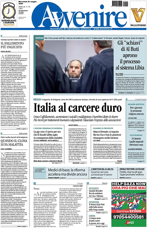 Prima pagina Avvenire di oggi - Quotidiano nazionale