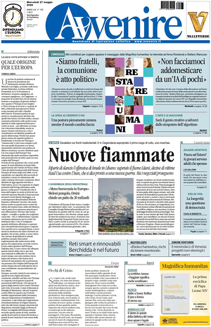 Prima pagina Avvenire di oggi - Quotidiano nazionale
