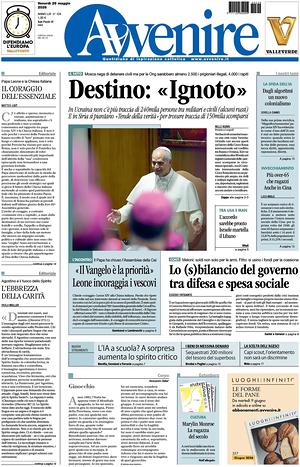 Prima pagina Avvenire di oggi - Quotidiano nazionale
