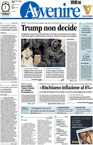 Prima pagina Avvenire di oggi - Quotidiano nazionale