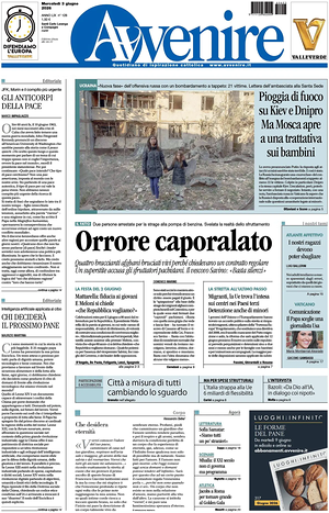 Prima pagina Avvenire di oggi - Quotidiano nazionale