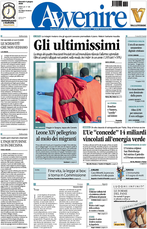 Prima pagina Avvenire di oggi - Quotidiano nazionale