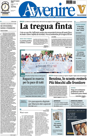Prima pagina Avvenire di oggi - Quotidiano nazionale