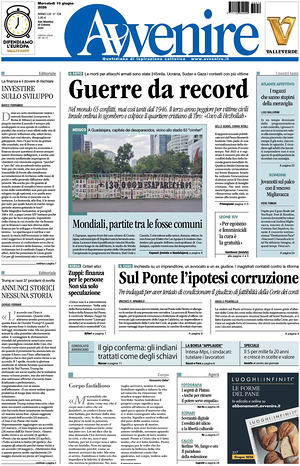 Prima pagina Avvenire di oggi - Quotidiano nazionale