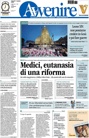 Prima pagina Avvenire di oggi - Quotidiano nazionale