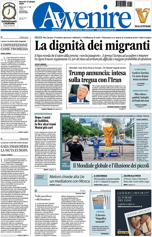 Prima pagina Avvenire di oggi - Quotidiano nazionale