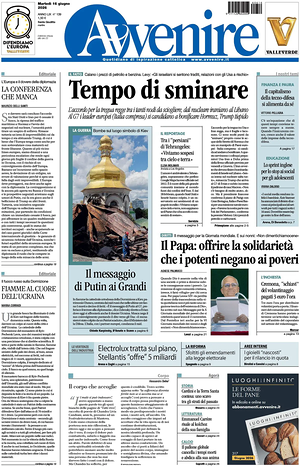 Prima pagina Avvenire di oggi - Quotidiano nazionale