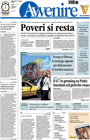 Prima pagina Avvenire di oggi - Quotidiano nazionale