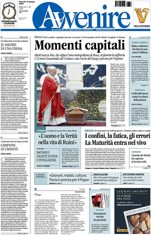 Prima pagina Avvenire di oggi - Quotidiano nazionale