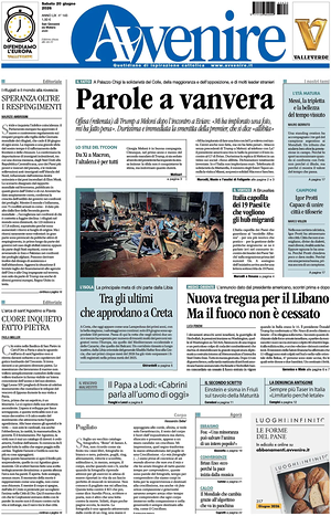 Prima pagina Avvenire di oggi - Quotidiano nazionale