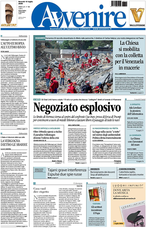Prima pagina Avvenire di oggi - Quotidiano nazionale