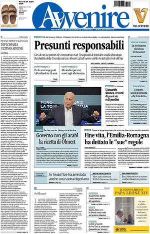 Prima pagina Avvenire di oggi - Quotidiano nazionale