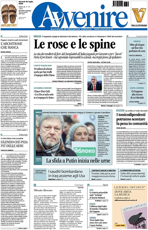 Prima pagina Avvenire di oggi - Quotidiano nazionale