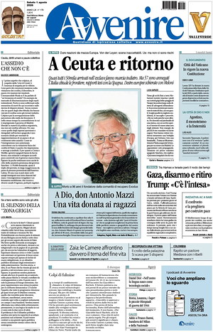 Prima pagina Avvenire di oggi - Quotidiano nazionale
