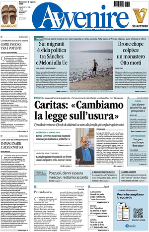 Prima pagina Avvenire di oggi - Quotidiano nazionale