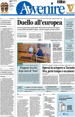 Prima pagina Avvenire di oggi - Quotidiano nazionale