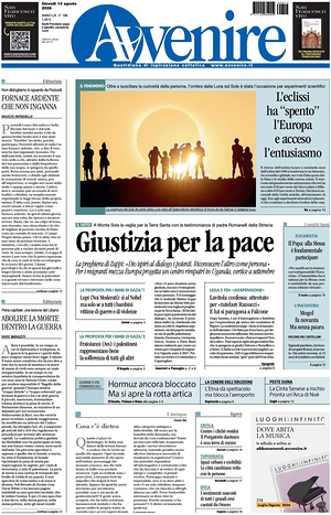 Prima pagina Avvenire di oggi - Quotidiano nazionale