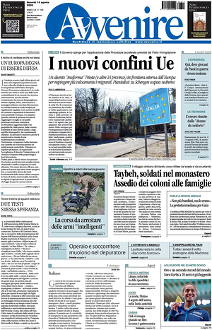 Prima pagina Avvenire di oggi - Quotidiano nazionale