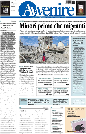 Prima pagina Avvenire di oggi - Quotidiano nazionale
