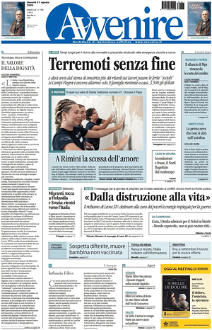 Prima pagina Avvenire di oggi - Quotidiano nazionale