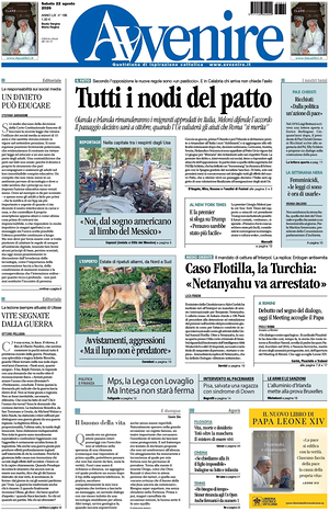 Prima pagina Avvenire di oggi - Quotidiano nazionale