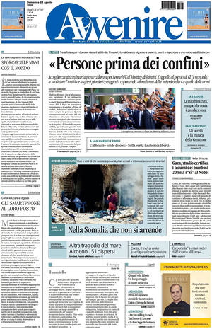 Prima pagina Avvenire di oggi - Quotidiano nazionale
