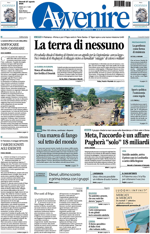 Prima pagina Avvenire di oggi - Quotidiano nazionale