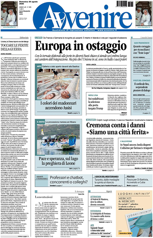 Prima pagina Avvenire di oggi - Quotidiano nazionale