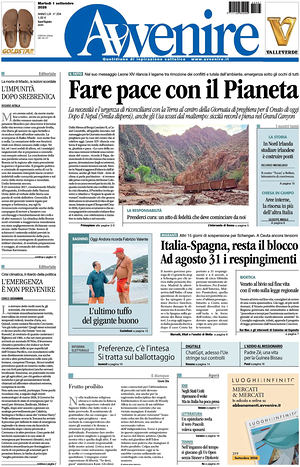Avvenire prima pagina