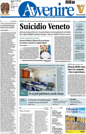Avvenire prima pagina