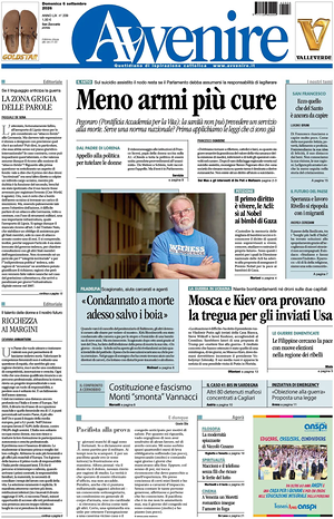 Prima pagina Avvenire di oggi - Quotidiano nazionale