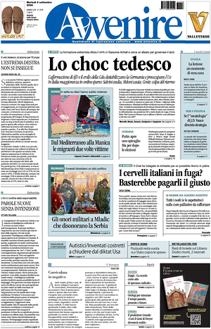 Prima pagina Avvenire di oggi - Quotidiano nazionale