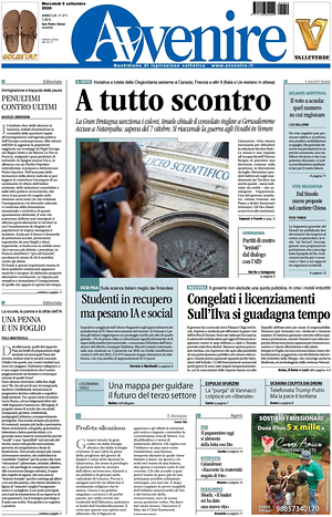Prima pagina Avvenire di oggi - Quotidiano nazionale